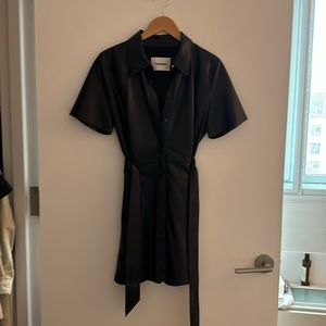 Nanushka vegan leather shirt dress in black